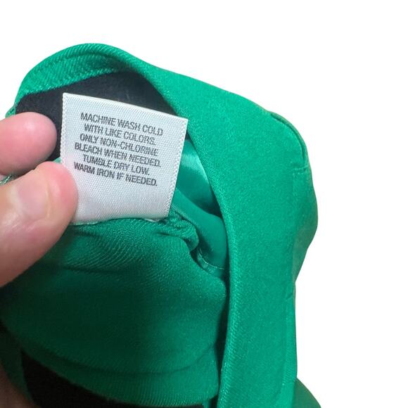 Roz & Ali Kelly Green Stretchy Pull On Pant SZ 4 Rhinestone Bow Ankle Details - Picture 13 of 13